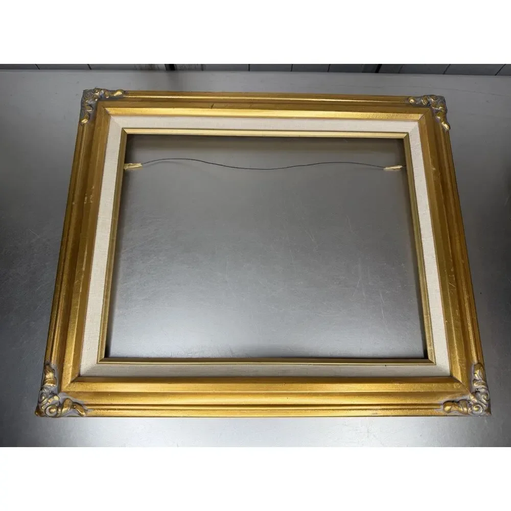Vintage Gold Solid Wood Picture Frame Made In Mexico Victorian 17inx14.5in